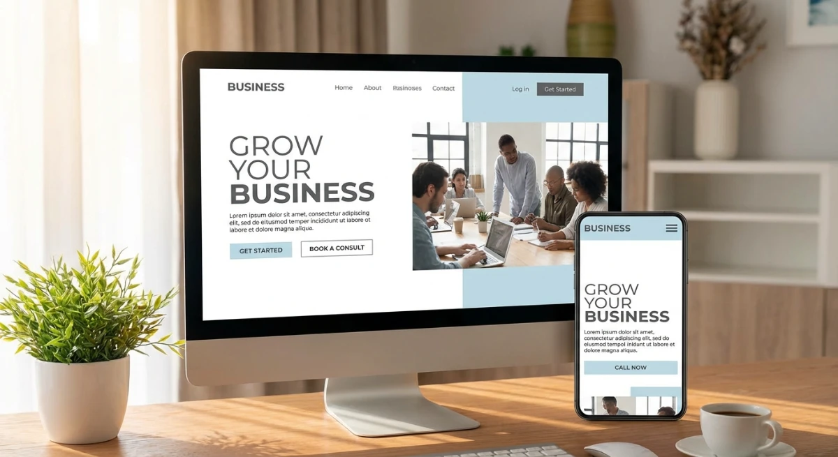 Modern website and mobile app mockup for 0 Digital, showing affordable web design for NZ small business