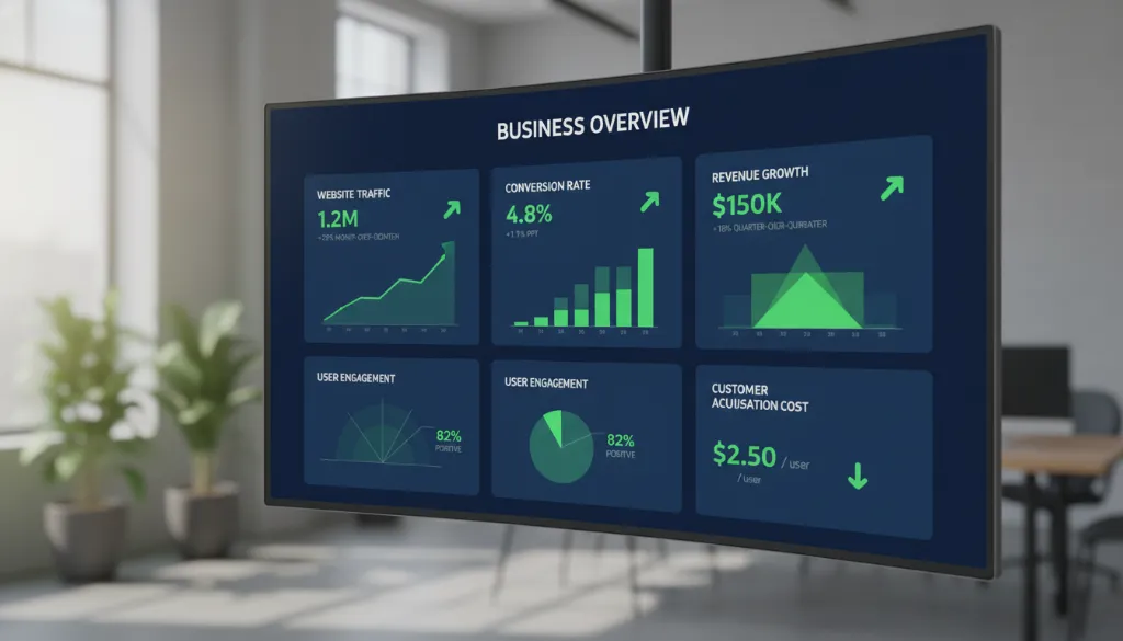 Analytics dashboard showing advanced digital strategy performance metrics