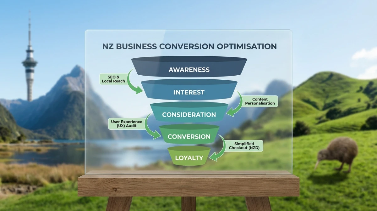 Conversion funnel optimisation for New Zealand websites