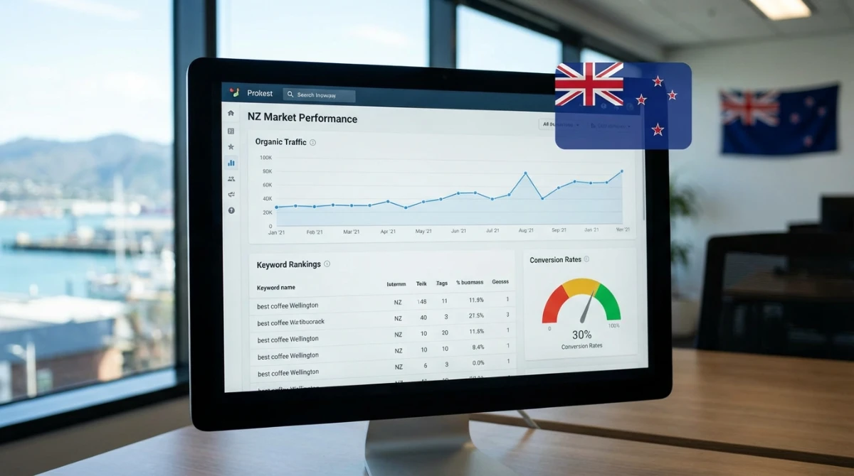 Ecommerce SEO strategies NZ market: SEO performance dashboard for NZ