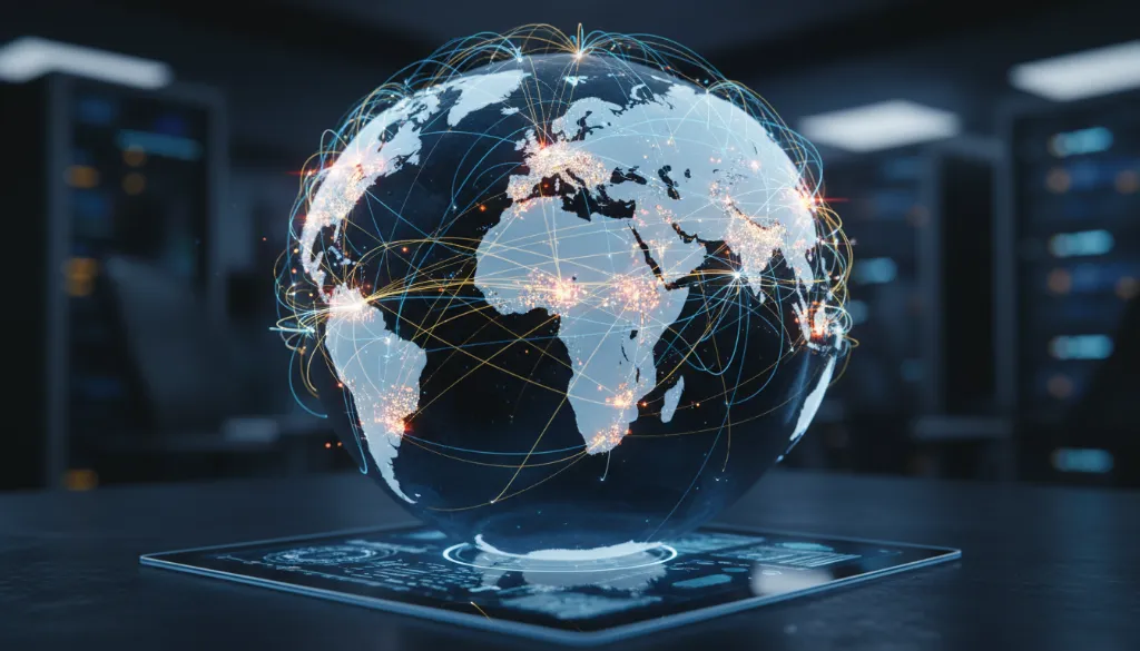 World map with digital connections representing International & Geo-Specific Digital Marketing outreach