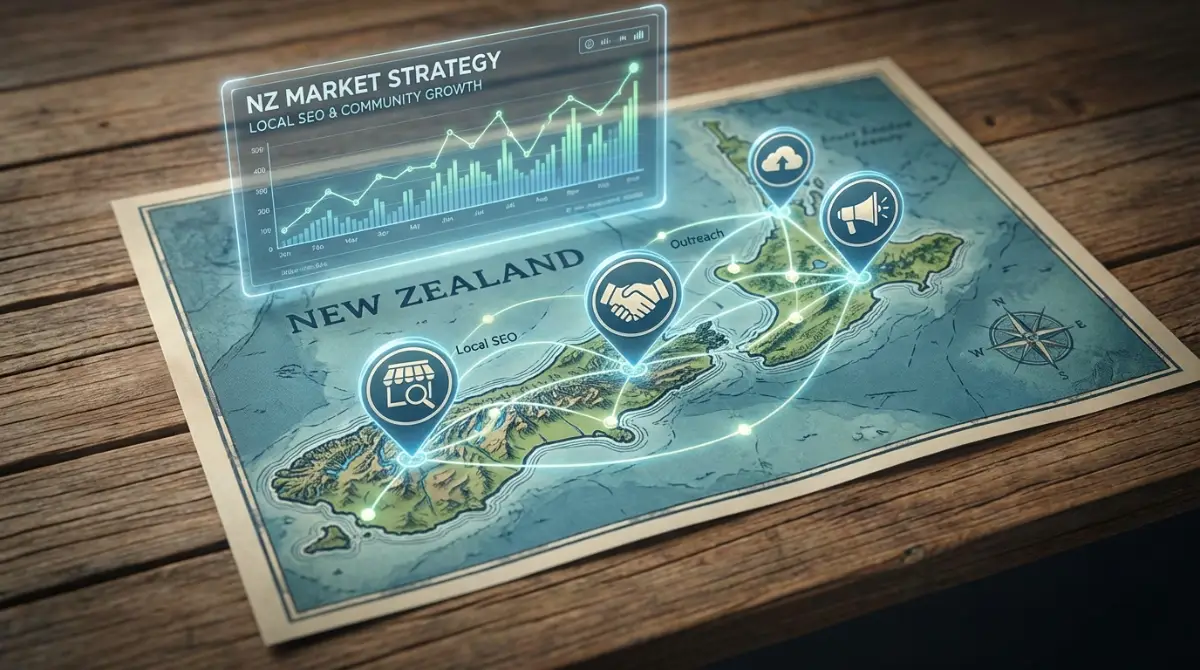 Local SEO outreach tactics New Zealand businesses map and digital elements