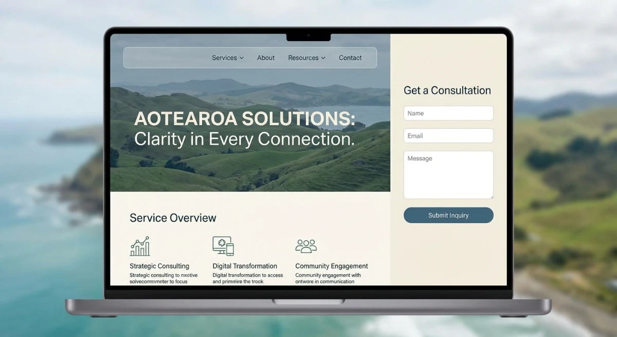 An elegant, modern website interface showcasing informational content and service offerings, without