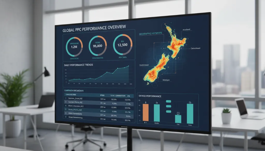 PPC analytics dashboard for New Zealand campaigns