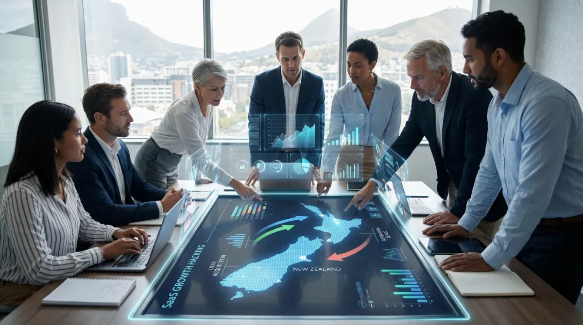 Team collaborating on SaaS marketing growth hacks New Zealand strategy