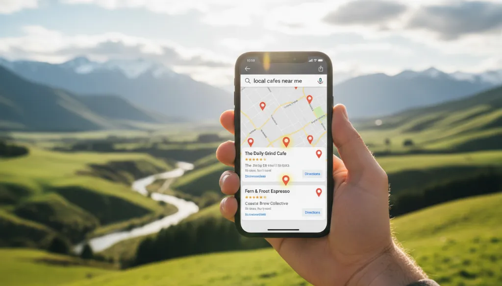 Local SEO results on a smartphone in New Zealand