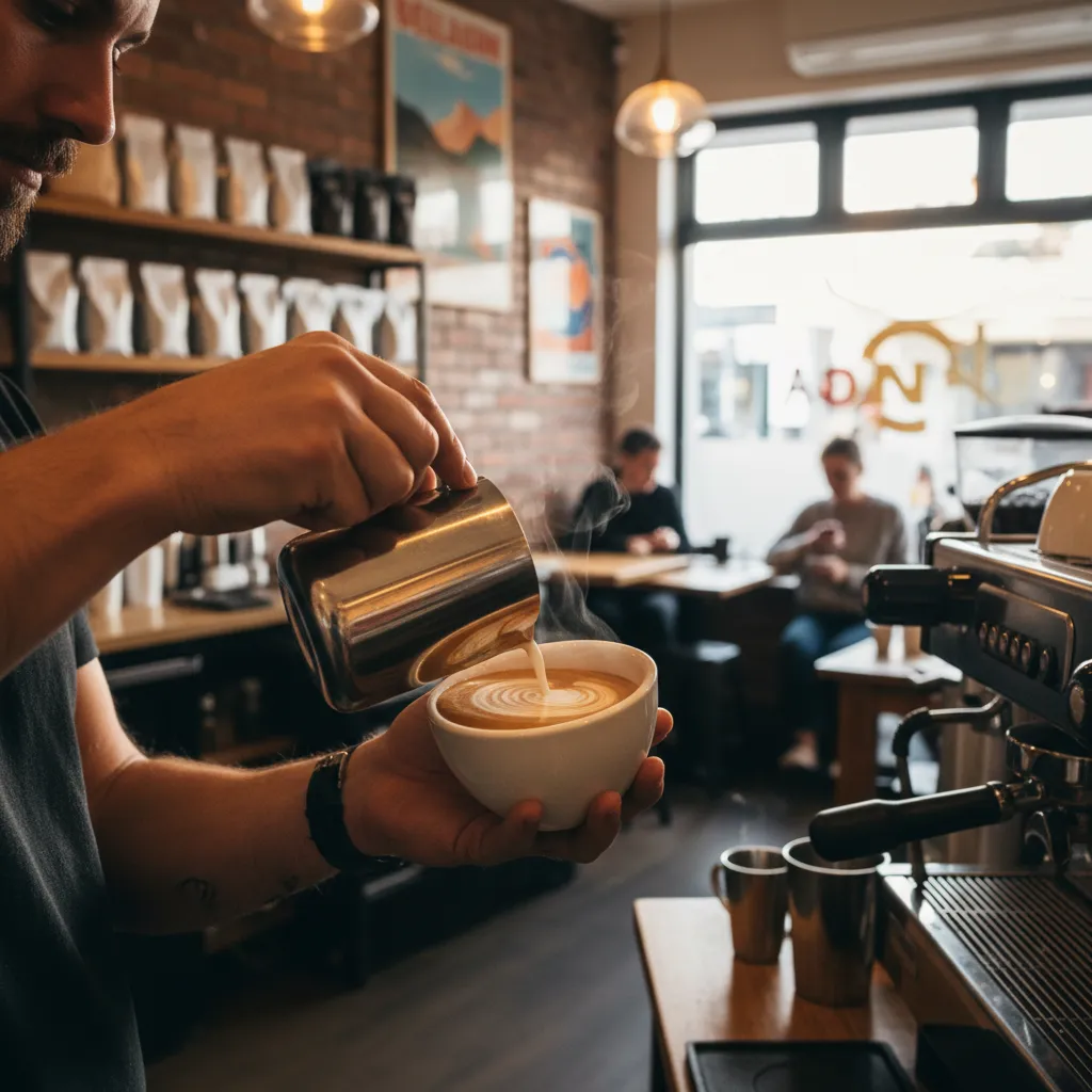 Barista preparing coffee, a key part of video marketing strategy for Wellington cafes